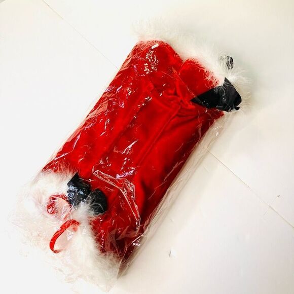 Santa Baby Red Velvet Christmas Holiday Corset with Faux Fur Trim & Bows, OS - Picture 5 of 7